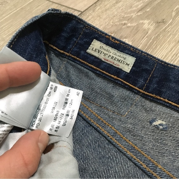 Levis 501 Jeans W38 L32 Blue Straight Button Fly Denim - Picture 8 of 11